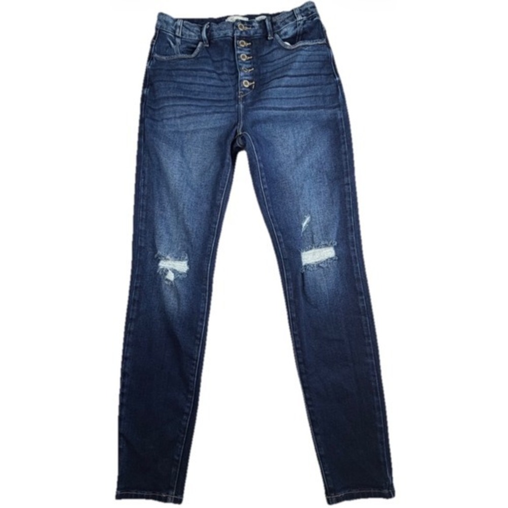 KanCan Jeans Kurvy Ultra High Rise Skinny Distressed Dark Wash Size 29